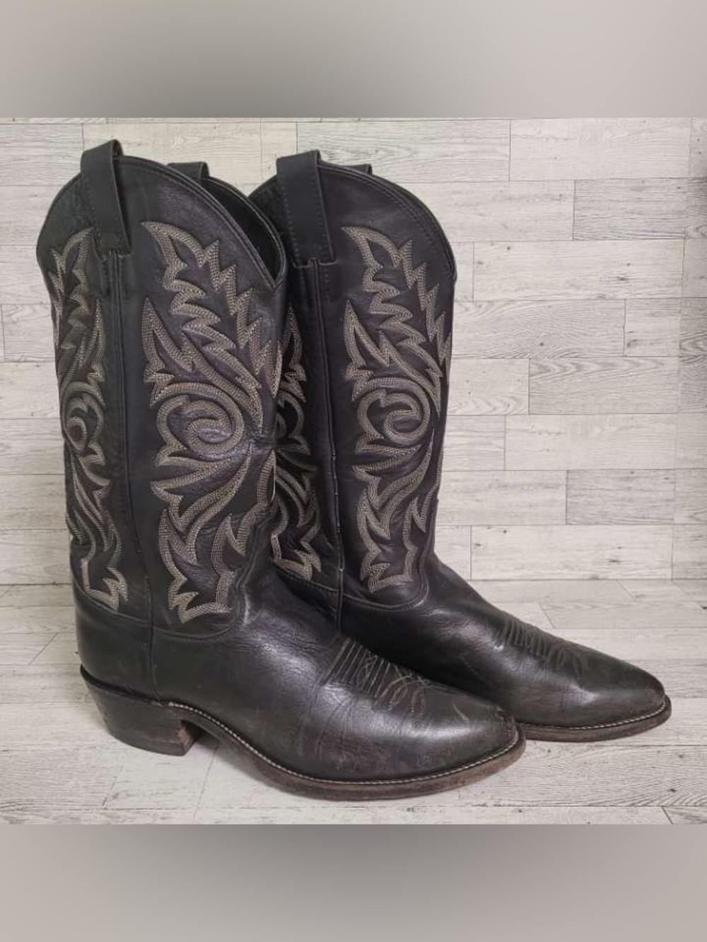 Men's Justin Buck 13 Black Leather Western Rodeo Cowboy Boots Size 8 USA Made